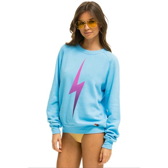 Aviator Nation Sweaters - AVIATOR NATION Bolt Fade Sweatshirt Sky Blue Size Small